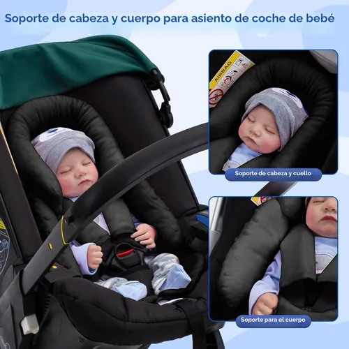 Miniatura 2 de Soporte para la cabeza del asiento de coche para recién nacido con juego de 3 cubiertas para los hombros, inserto reversible 2-en-1 para asiento