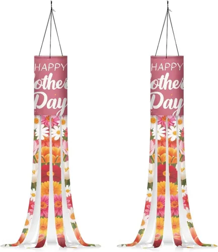 Miniatura 18 de Binienty 4th of July Winsock Patriotic Outdoor Decor Wind Socks Hanging Flag Welcome Home Decoration Party Yard Hanging Windsock, 2 Pcs Set Decor