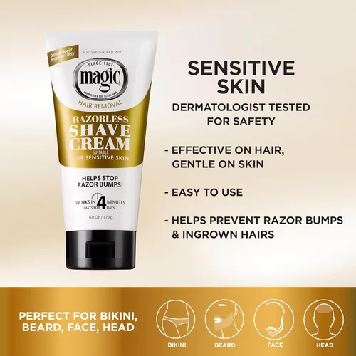 Miniatura 2 de SoftSheen-Carson Magic Crema de Afeitado sin Maquinilla, Crema de Depilación para Cabello, Funciona en 4 Minutos para Cabello Grueso y Rizado, 6 Oz
