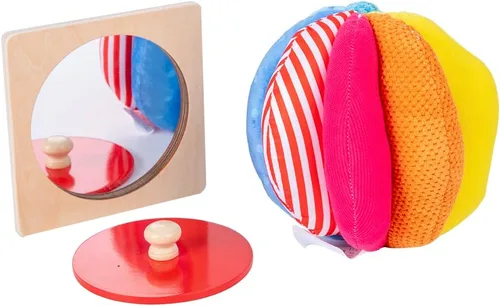 Miniatura 6 de Kit de Juguetes Montessori para Bebés - Espejo, Peekaboo, Rompecabezas con Asas, Bola de Tela Arcoíris - Para Niños de 6-12 Meses