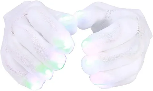 Miniatura 4 de Flashing Panda Guantes LED Raver, 6 modos, RGB Multicolor, Blanco, Blanco