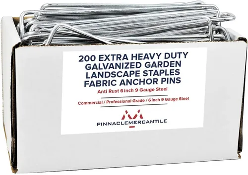 Pinnacle Mercantile Paquete de 200 Estacas de Jardín Galvanizadas Grapas para Paisajismo Extra Resistentes Anclajes para Césped Anti Óxido Pines de