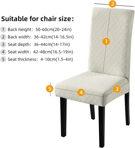 Miniatura 3 de Fundas para silla de comedor Yisun, fundas elásticas para silla de comedor, funda protectora para silla de comedor, mezcla de poliéster, Beige