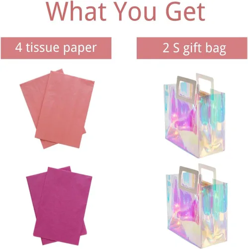 Miniatura 2 de VUOJUR 2 bolsas de regalo pequeñas reutilizables de 8.3 pulgadas con papel de seda - Coral y orquídea
