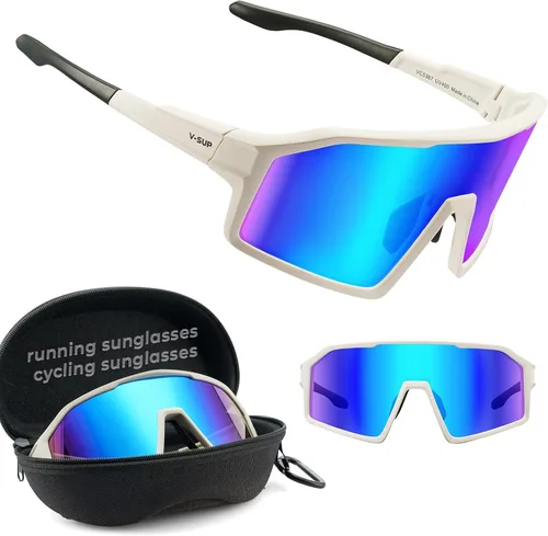 Miniatura 13 de V-SUP Outdoor Lightweight Sport Sunglasses - UV400 for Biking, Baseball, Running, Cycling, Mountain Bicycle for Men & Women Marco negro mate