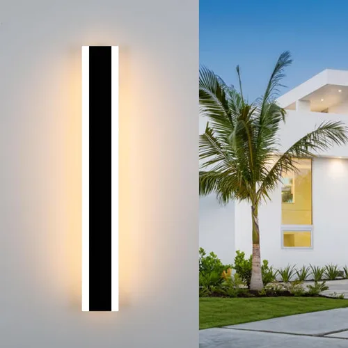 Miniatura 11 de Lámparas de Pared Exteriores Modernas Aplique de Pared LED Largo Negro Lámpara Exterior IP65 Impermeable 10W 3000K Luces de Pared Rectangulares