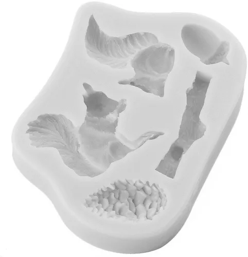 Miniatura 8 de Molde de silicona para fondant de animales, ardilla, piñas, bellota, tronco, molde para decoración de pasteles, decoración de cupcakes, caramelo