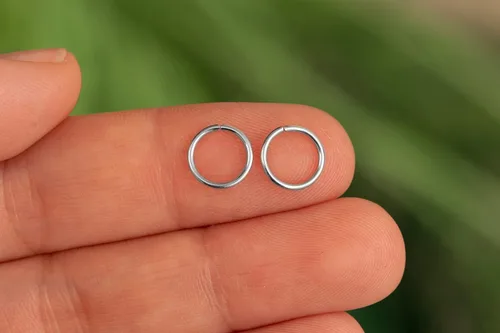 Miniatura 90 de Aretes de aro de oro de plata – Aretes de aro para mujer, dos piezas de aros de plata fina rellenos de oro, aro de hélice, anillo de tragus, aro