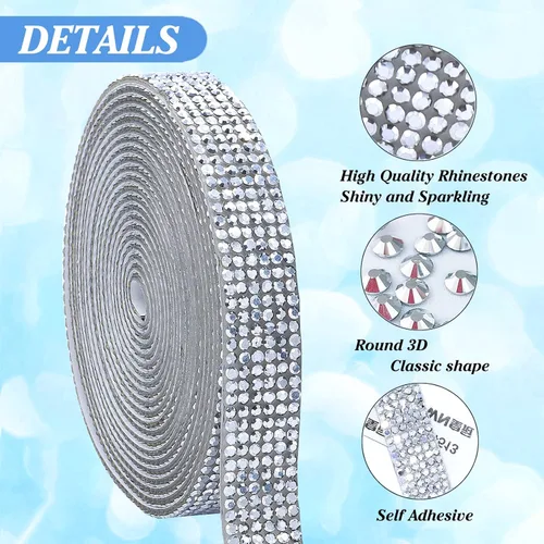 Miniatura 3 de Tiras adhesivas con diamantes de imitación de cristal para manualidades, pegatina de cinta de diamantes con 2 mm para bodas, Navidad, fiestas, Mina