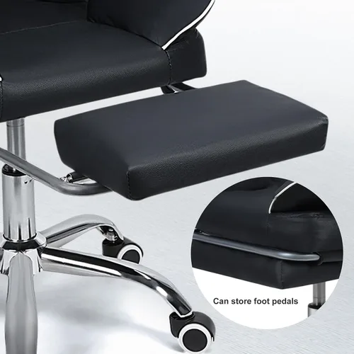 Miniatura 3 de Silla de oficina de escritorio, silla de computadora de piel sintética grande y alta, ejecutiva con reposapiés, reposacabezas y soporte lumbar