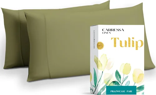 Miniatura 46 de Carressa Linen - Juego de sábanas de 800 hilos de 100 % algodón egipcio, tamaño King (4 piezas, arena del desierto) suave, refrescante, bolsillo