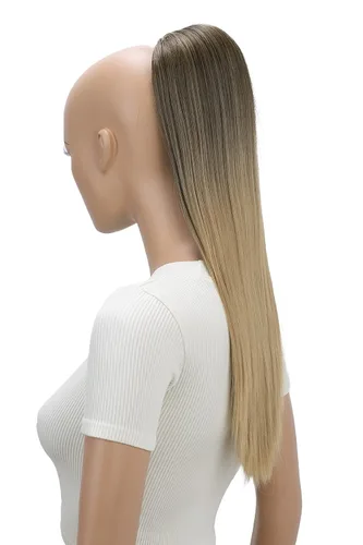 Miniatura 27 de CAISHA Extensión de cola de caballo de 22" con cordón voluminoso Straigtht negro-marrón PH503