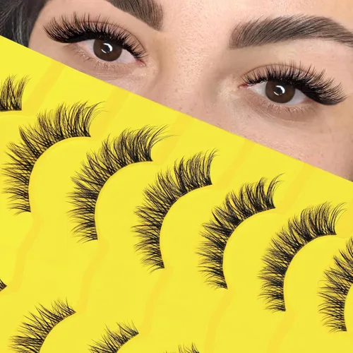 Miniatura 14 de Pestañas naturales de ojo de zorro pestañas postizas de banda transparente, pestañas postizas de ojo de gato, extensiones de pestañas Foxy, 7 pares