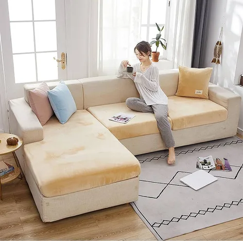 Miniatura 6 de Fundas de cojín de terciopelo elástico, funda de cojín suave para asiento de sofá, extraíble y lavable, protector de muebles para cojín de asiento