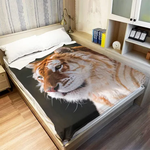 Miniatura 3 de HommomH Manta de retrato de tigre, 60 x 80 pulgadas, diseño de fotografía de animales salvajes, manta decorativa de forro polar suave y acogedora