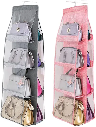 AARAINBOW Paquete de 2 organizadores colgantes de bolso para armario, organizadores de almacenamiento de bolsos para mujer, soporte organizador de