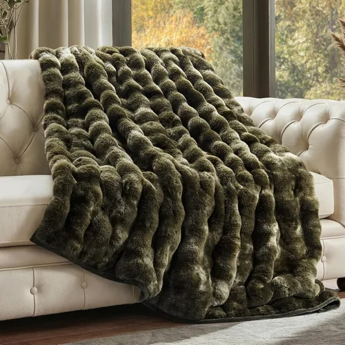 Miniatura 27 de EverGrace - Manta ultra suave de lujo, esponjosa, de pelo de conejo sintético, cálida y gruesa, para cama, reversible, para sofá, silla, color gris
