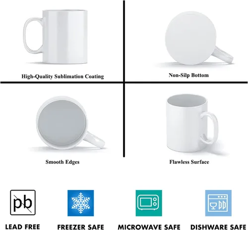 Miniatura 3 de Tazas de sublimación, tazas de café blancas de 11 onzas, tazas de café de sublimación con revestimiento AAA de cerámica con mango grande, juego