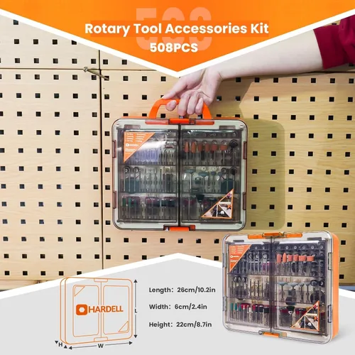 Miniatura 3 de HARDELL Kit de 508 piezas de accesorios para herramientas rotativas para bricolaje, brocas multiusos de 1/8" para herramientas rotativas, accesorios