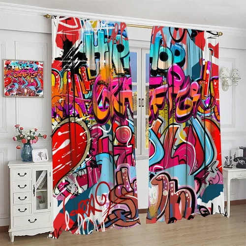 Miniatura 4 de Cortina opaca de graffiti para pared de ciudad, graffiti, hip hop, cultura callejera, impresión colorida de arte abstracto para niños, adolescentes