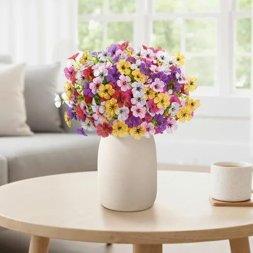 Miniatura 6 de Lifewit Flores artificiales para interiores y exteriores, 24 paquetes de flores falsas de plástico con hojas de eucalipto para decoración del jardín