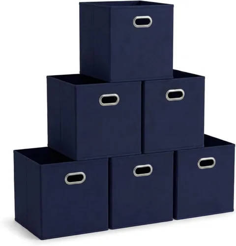 Miniatura 14 de Household Essentials Cubos de Almacenamiento de Tela Plegables Paquete de 6 – 11x11x11 Contenedores No Tejidos Apilables con Lados de Cartón