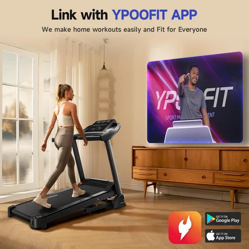 Miniatura 6 de YPOO Cintas de correr para uso doméstico, caminadora con inclinación, cintas de correr plegables automáticas para el hogar, cinta de correr de 8.0