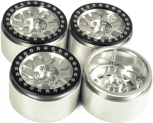 Miniatura 2 de 4X 2.2 Pulgadas de Llantas Beadlock de Aleación con Bujes para Oruga RC 1/10 Wraith D90 de 35mm de Ancho#7 plateado
