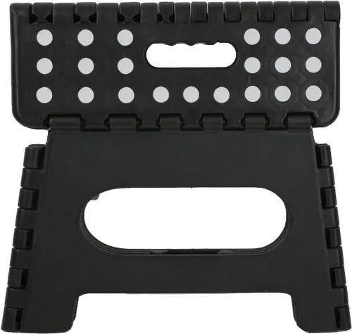 Miniatura 3 de Home Basics Taburete plegable grande de plástico con puntos antideslizantes, color negro