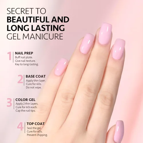 Miniatura 6 de GAOY Esmalte de uñas en gel pastel, 16ml (0.54 onzas líquidas) Rosa, esmalte de gel que se quita remojando y se cura con luz UV para primavera