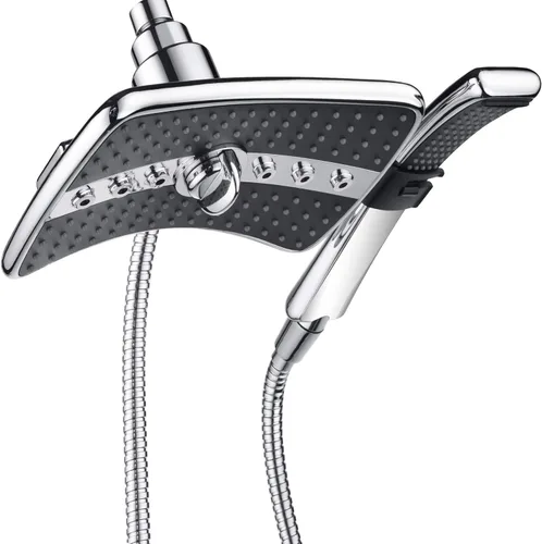 Miniatura 14 de BRIGHT SHOWERS Cabezal de ducha de alta presión con mano, cabezal de ducha doble de bronce aceitado con rociador de lluvia, ducha de mano Bronce