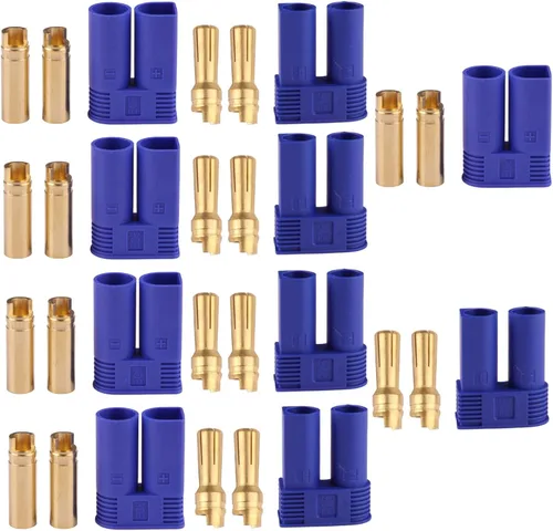 5 pares de conectores de batería EC5 Banana Plug Adaptador hembra macho de 0.197 in Conector de bala dorada para EC5 RC ESC LIPO Dispositivo de