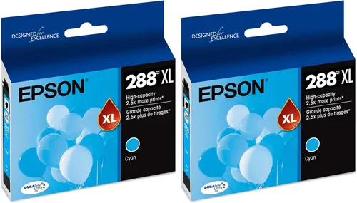 Epson T288 DURABrite Ultra - Cartucho de tinta cian de alta capacidad (T288XL220-S) para impresoras de expresión seleccionadas (paquete de 2)