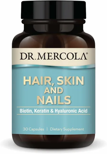 Dr. Mercola Cabello, piel y uñas – Proporciona biotina, queratina y ácido hialurónico – Calidad premium – Apoya el envejecimiento saludable – Sin