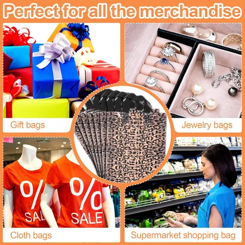Miniatura 6 de Tudomro 150 bolsas de boutique a granel de 10 x 13 pulgadas, bolsas de plástico reutilizables para regalos de compras con asas para pequeñas