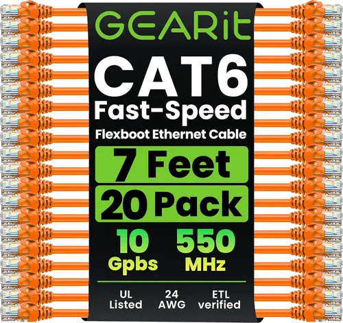 Miniatura 13 de GearIT Paquete de 20 cables de conexión Cat6 de 1 pie, cable Ethernet Cat 6 sin enganches, flexible y suave, serie Preimum, color azul