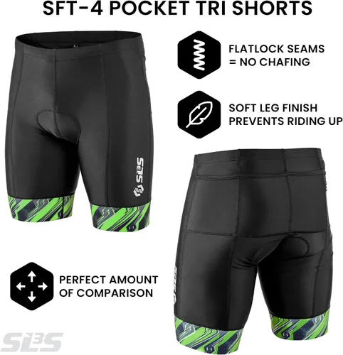 Miniatura 8 de Pantalones cortos de triatlón para hombre Pantalones cortos de triatleta 4 bolsillos FRT 8 pulgadas Swim Bike Tri Shorts para hombre