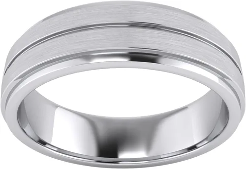 Miniatura 2 de Anillo de boda unisex de plata de ley maciza pesada de 0.236 pulgadas (0.236 in), ajuste cómodo, con centro elevado cepillado, lados pulidos