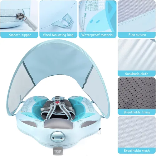 Miniatura 7 de Flotadores para bebé para piscina con dosel toldo de protección solar extraíble Mambobaby Float No Inflable Mejora Añadir cola Evitar Voltear