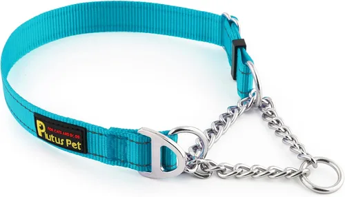 Miniatura 10 de Plutus Pet Martingale - Collar para perro con cadena de acero inoxidable y nailon reflectante, collar de entrenamiento ajustable sin tirones