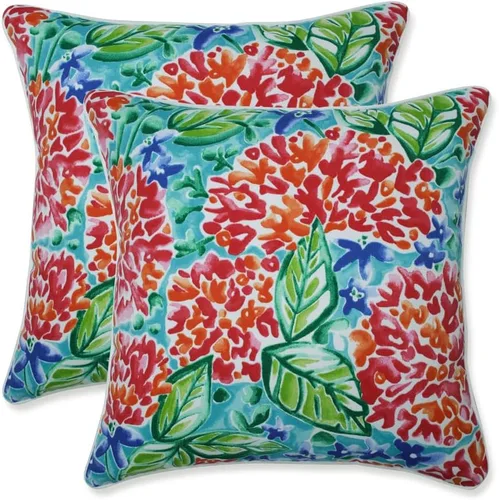 Miniatura 15 de Pillow Perfect - Cojines decorativos florales brillantes para interiores/exteriores, 2 unidades, lumbar - 11.5 x 18.5 pulgadas, verde/rojo Zoe