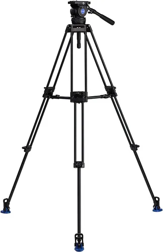 Miniatura 4 de Benro BV10 Kit de trípode de aluminio de doble pierna con cabezal fluido de video profesional - nivelación de cuenco de 3.937 in, placa de cámara
