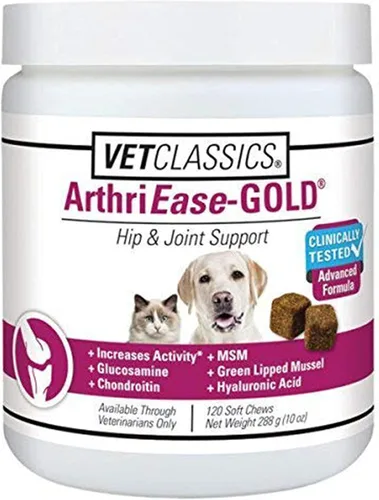 Vet Classics ArthriEASE-Gold - Soporte avanzado para articulaciones para perros, gatos, apoya la flexibilidad de las mascotas, las molestias - Ayuda