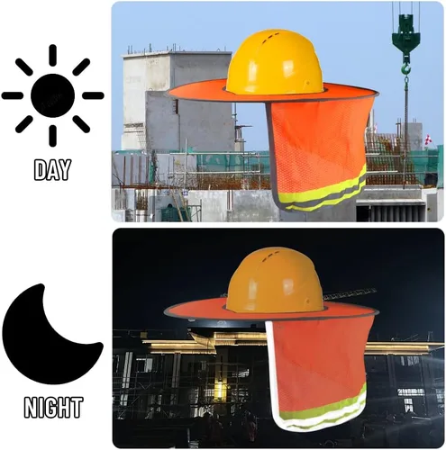 Miniatura 6 de WMYCONGCONG Protector solar de ala completa, visera de malla para el cuello, con tira reflectante para construcción al aire libre, accesorios
