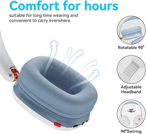 Miniatura 4 de Auriculares Bluetooth sobre la oreja, auriculares inalámbricos Bluetooth 5.3, tiempo de reproducción de 20 horas, micrófono, auriculares ligeros