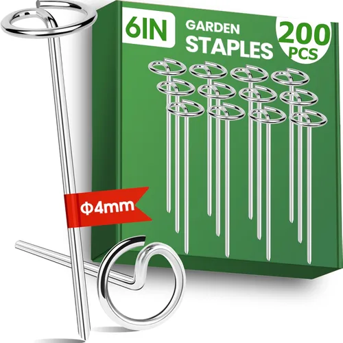 Miniatura 12 de 120 piezas de estacas de tela de paisaje, estacas de barrera de malas hierbas de 8 calibre audaz para jardín, estacas de tela de paisaje