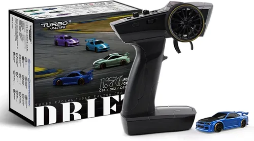 Miniatura 12 de 1:76 Turbo Racing Scale RC Sport Car, Carreras de mesa Control remoto Mini modelo de coche completo proporcional RTR Kit Juguetes (Baoma mini-rojo)