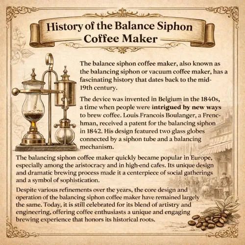 Miniatura 5 de Nispira Belgium Royal Family Balance Syphon - Cafetera vintage con gravedad única, sistema de preparación al vacío, cobre, 16.9 fl oz
