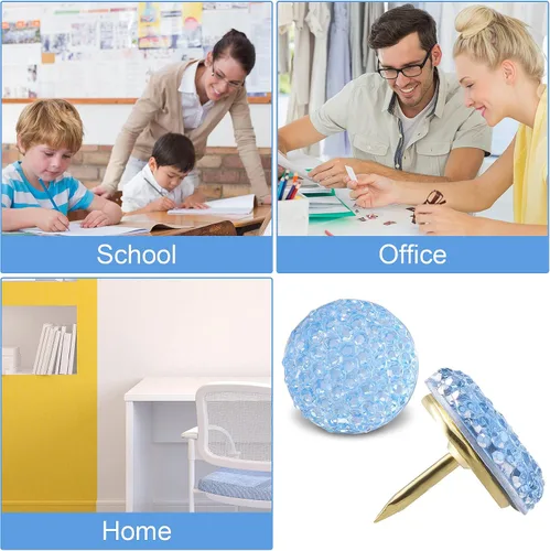 Miniatura 5 de PAGOW 20 tachuelas para pulgares decorativos con diamantes de imitación de cabeza redonda jumbo, brillantes de cristal, brillantes, brillantes