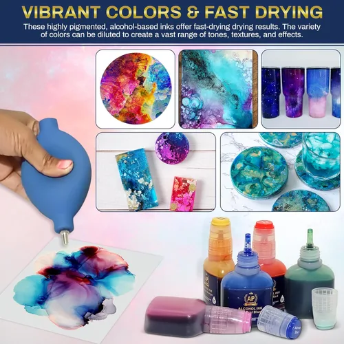 Miniatura 8 de Juego de tintas de alcohol, 15 unidades de 0.7 fl oz de tinta a base de alcohol de colores concentrados vibrantes para resina epoxi, fabricación